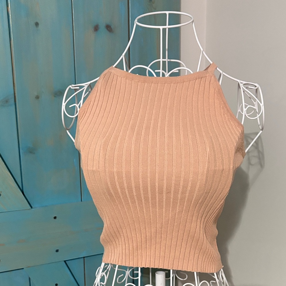 Women's Ribbed Blush Halter Top